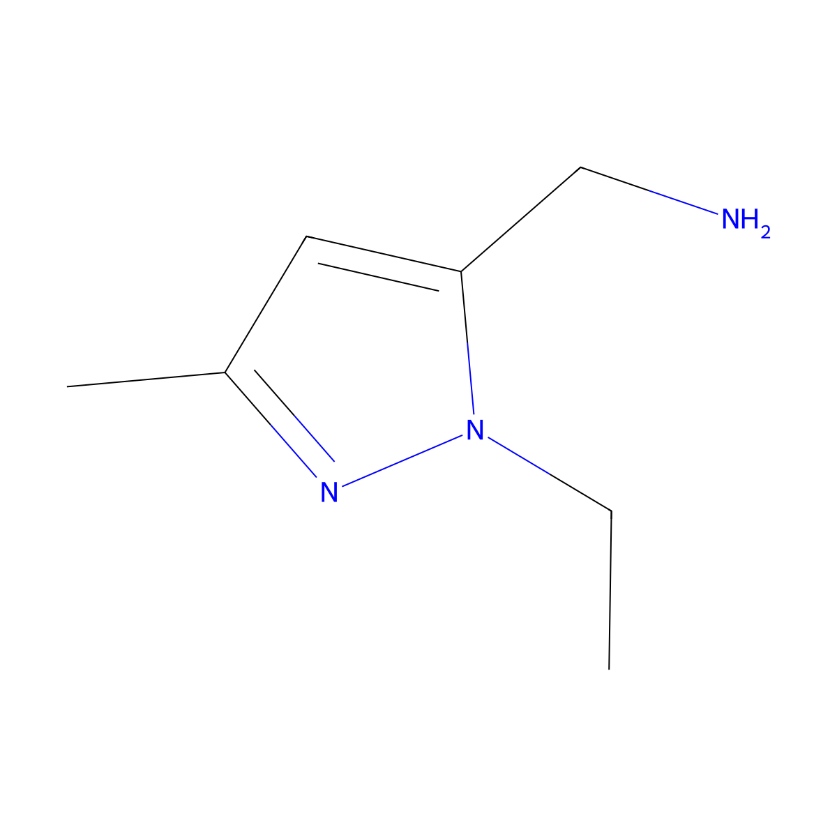 5-Aminomethyl-1-ethyl-3-methylpyrazole molecular structure, CAS 1006483-01-7