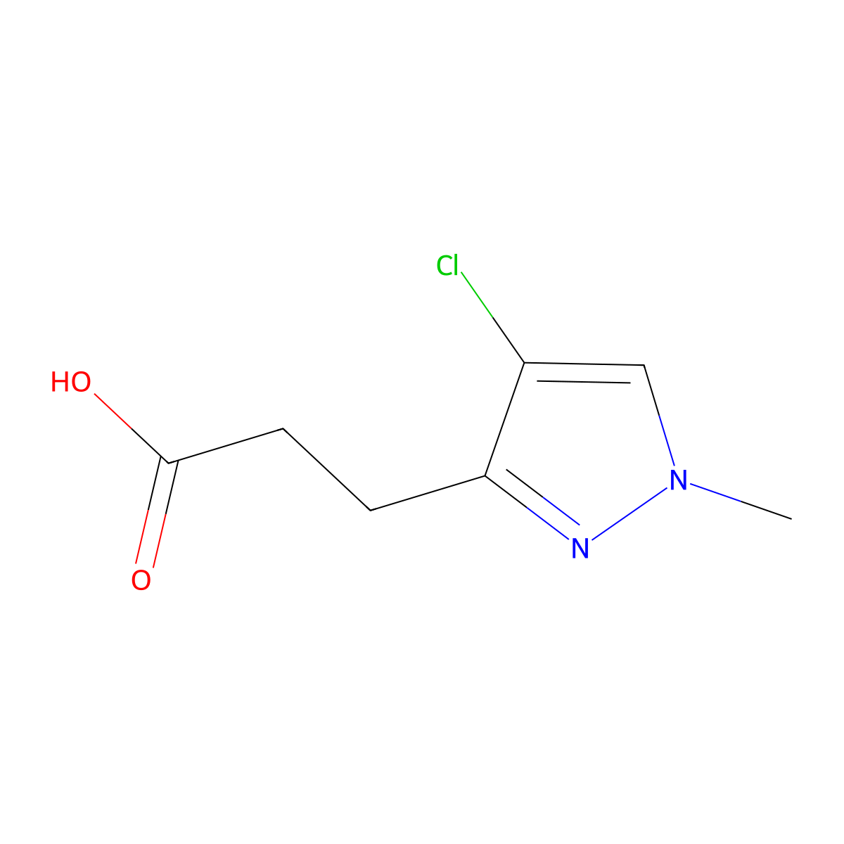 3-(4-chloro-1-methyl-1H-pyrazol-3-yl)propanoic acid molecular structure, CAS 1006483-02-8