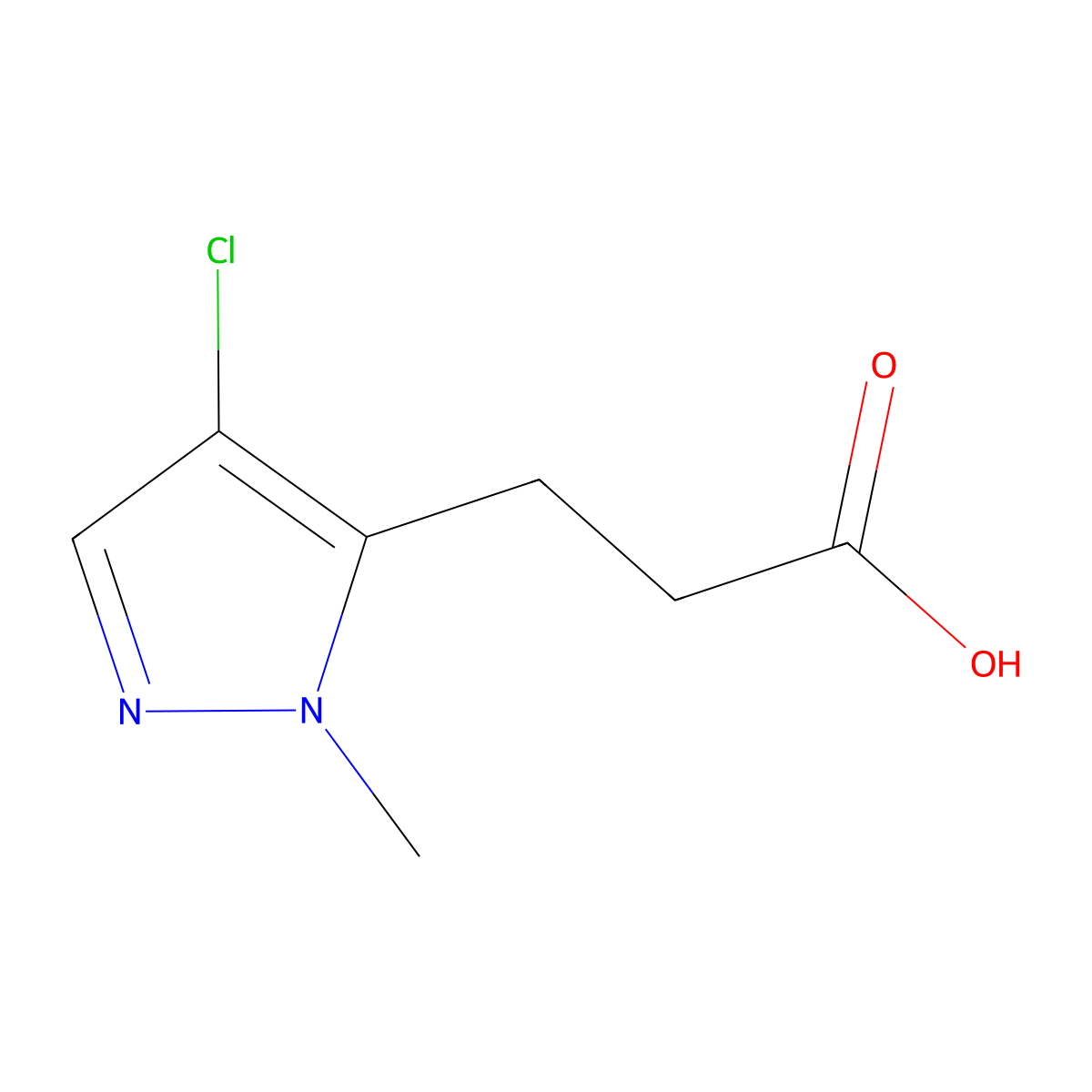 3-(4-chloro-1-methyl-1H-pyrazol-5-yl)propanoic acid molecular structure, CAS 1006483-04-0