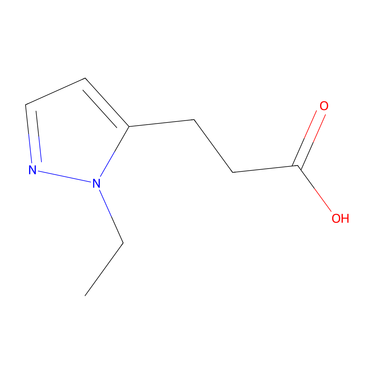 3-(1-ethyl-1H-pyrazol-5-yl)propanoic acid molecular structure, CAS 1006483-07-3