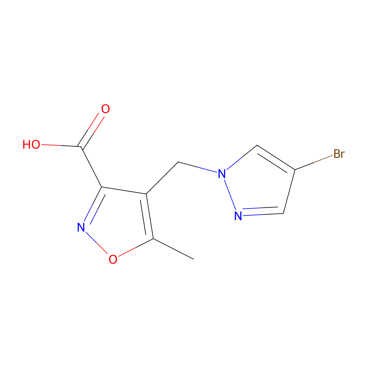 4-[(4-bromo-1H-pyrazol-1-yl)methyl]-5-methylisoxazole-3-carboxylic acid molecular structure, CAS 1006483-11-9