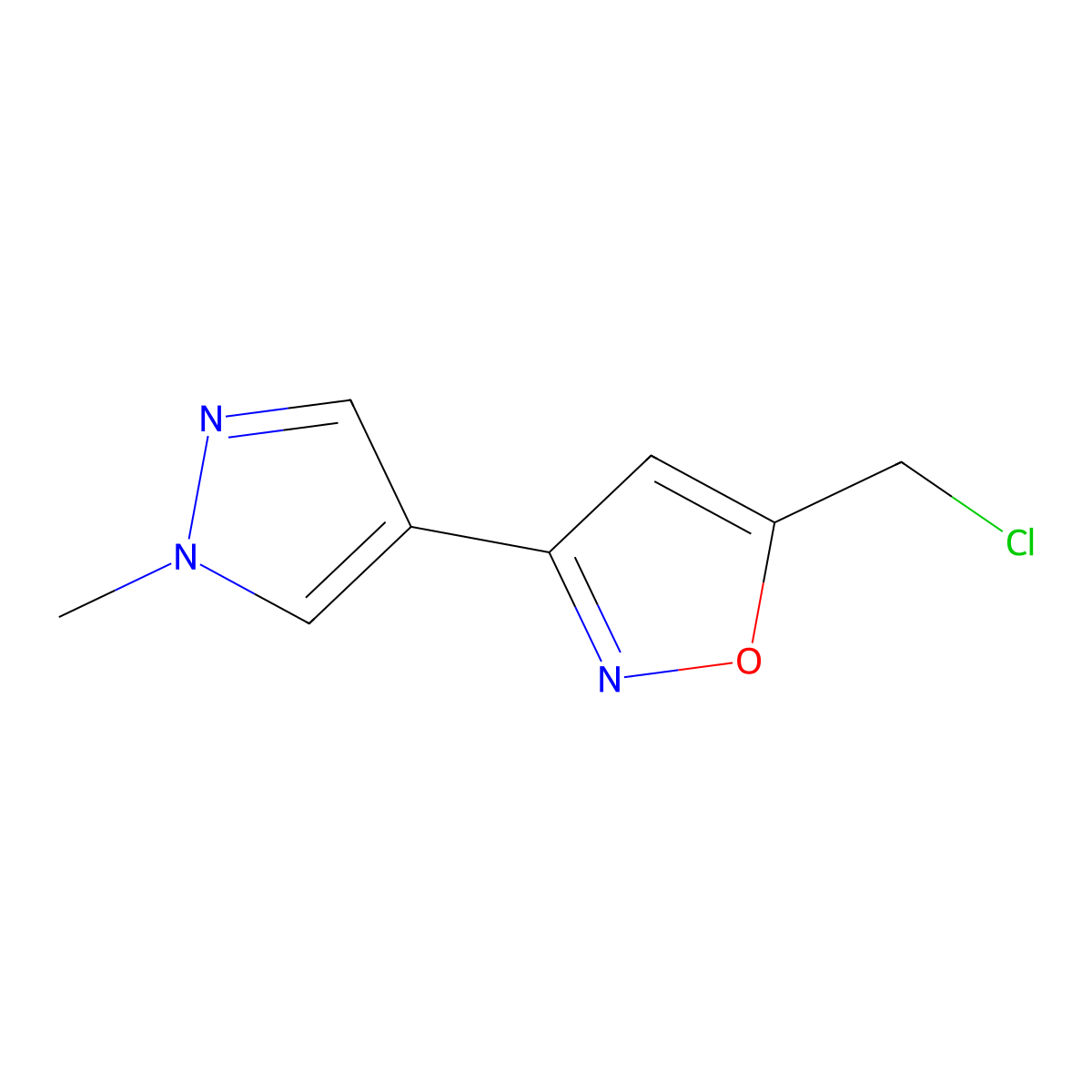 5-(Chloromethyl)-3-(1-methyl-1H-pyrazol-4-YL)isoxazole molecular structure, CAS 1006483-33-5