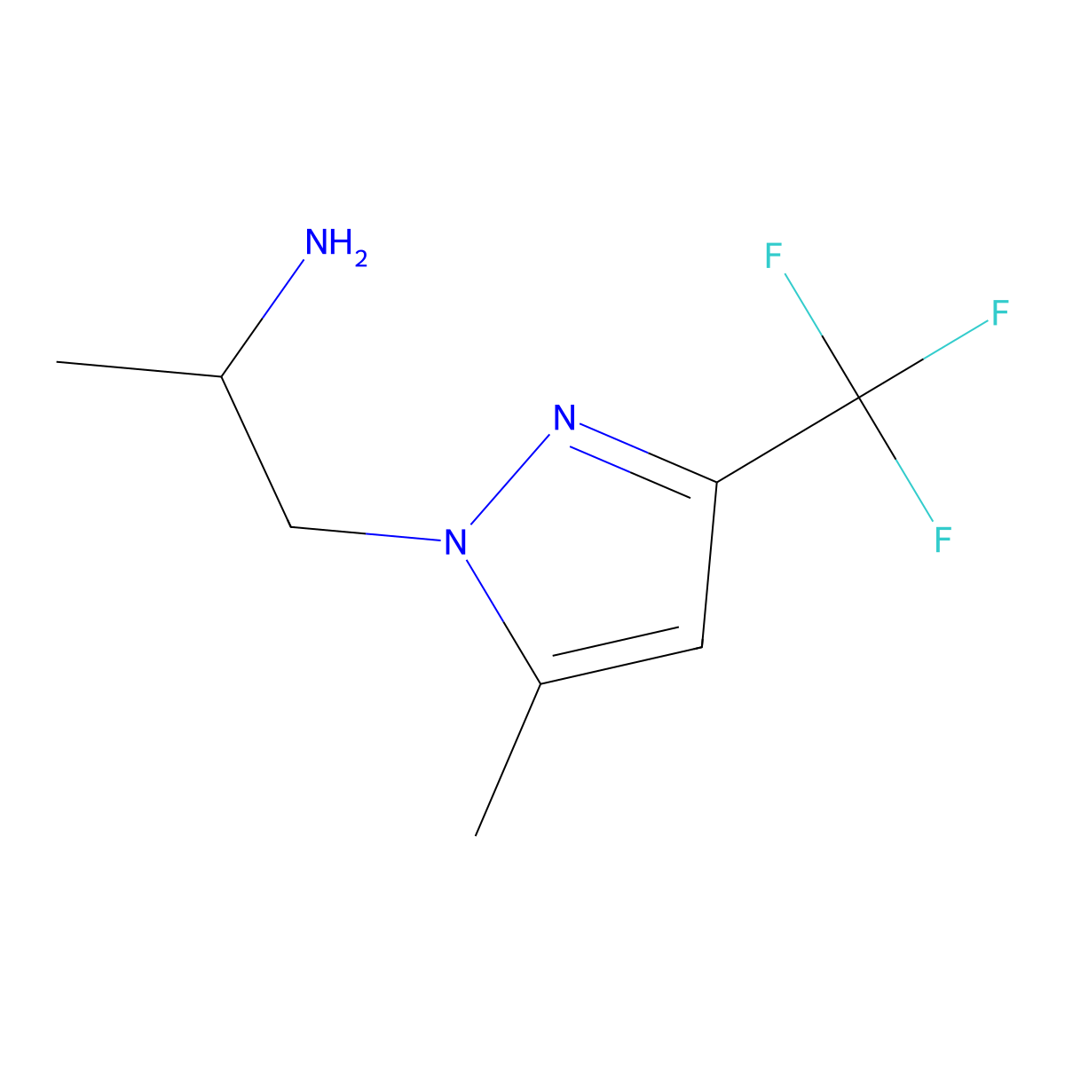 1-[5-methyl-3-(trifluoromethyl)-1H-pyrazol-1-yl]propan-2-amine molecular structure, CAS 1006483-37-9