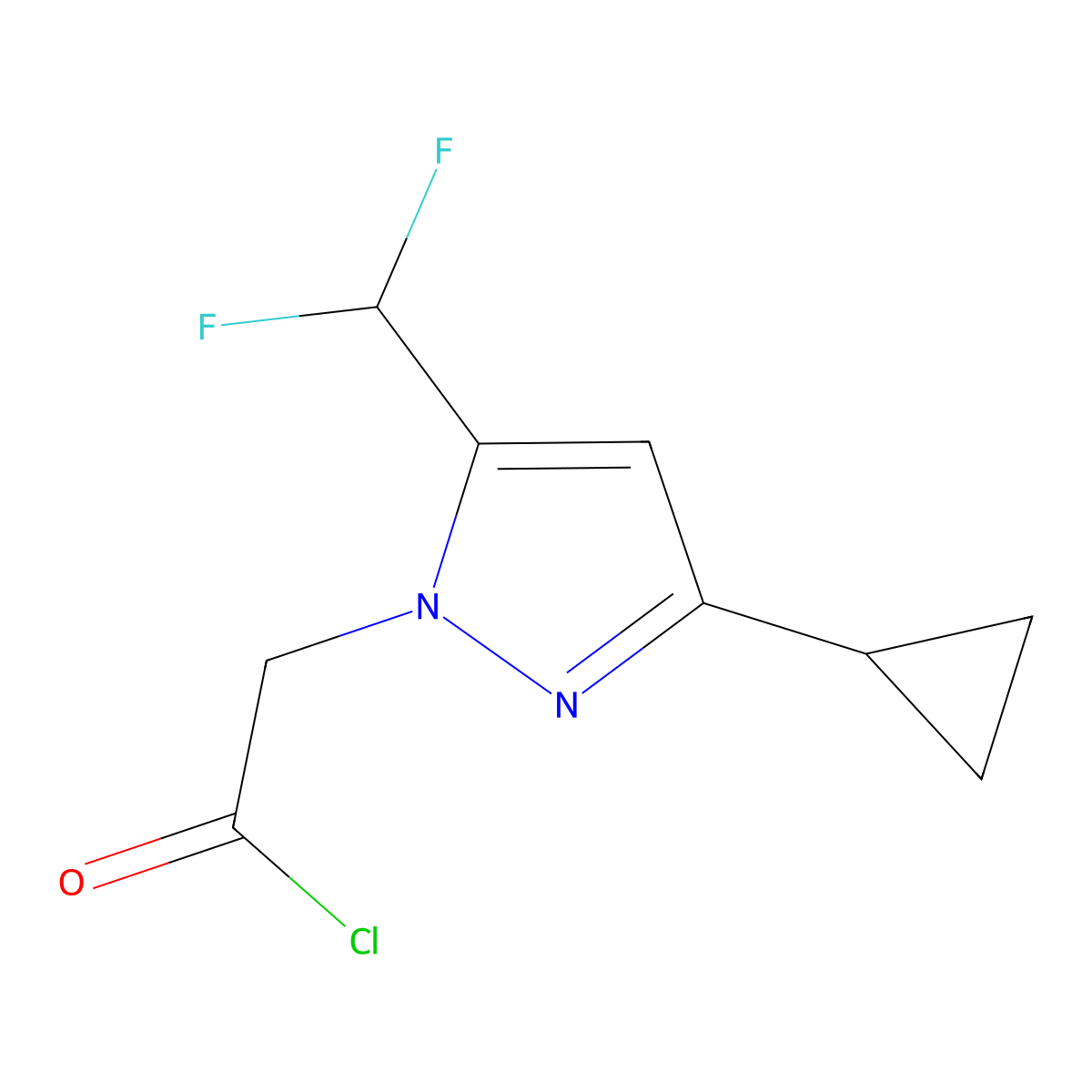 [3-cyclopropyl-5-(difluoromethyl)-1H-pyrazol-1-yl]acetyl chloride molecular structure, CAS 1006483-56-2