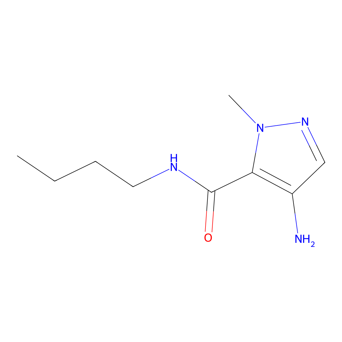 4-amino-N-butyl-1-methyl-1H-pyrazole-5-carboxamide molecular structure, CAS 1006483-57-3