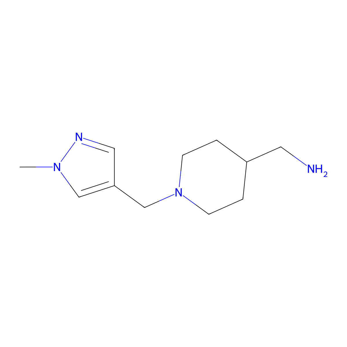 {1-[(1-Methylpyrazol-4-yl)methyl]-4-piperidyl}methylamine molecular structure, CAS 1006483-86-8