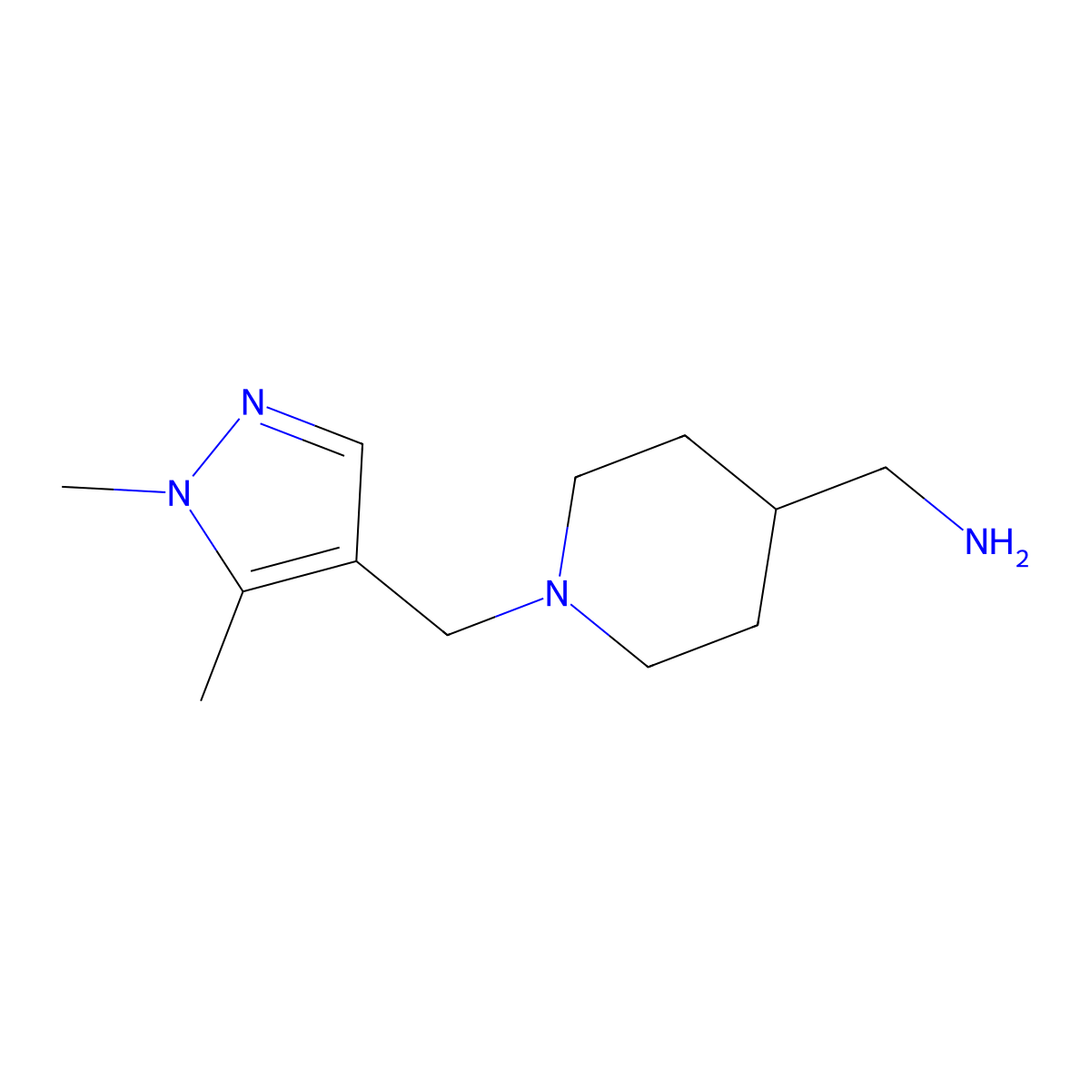{1-[(1,5-Dimethyl-1H-pyrazol-4-YL)methyl]piperidin-4-YL}methylamine molecular structure, CAS 1006483-89-1
