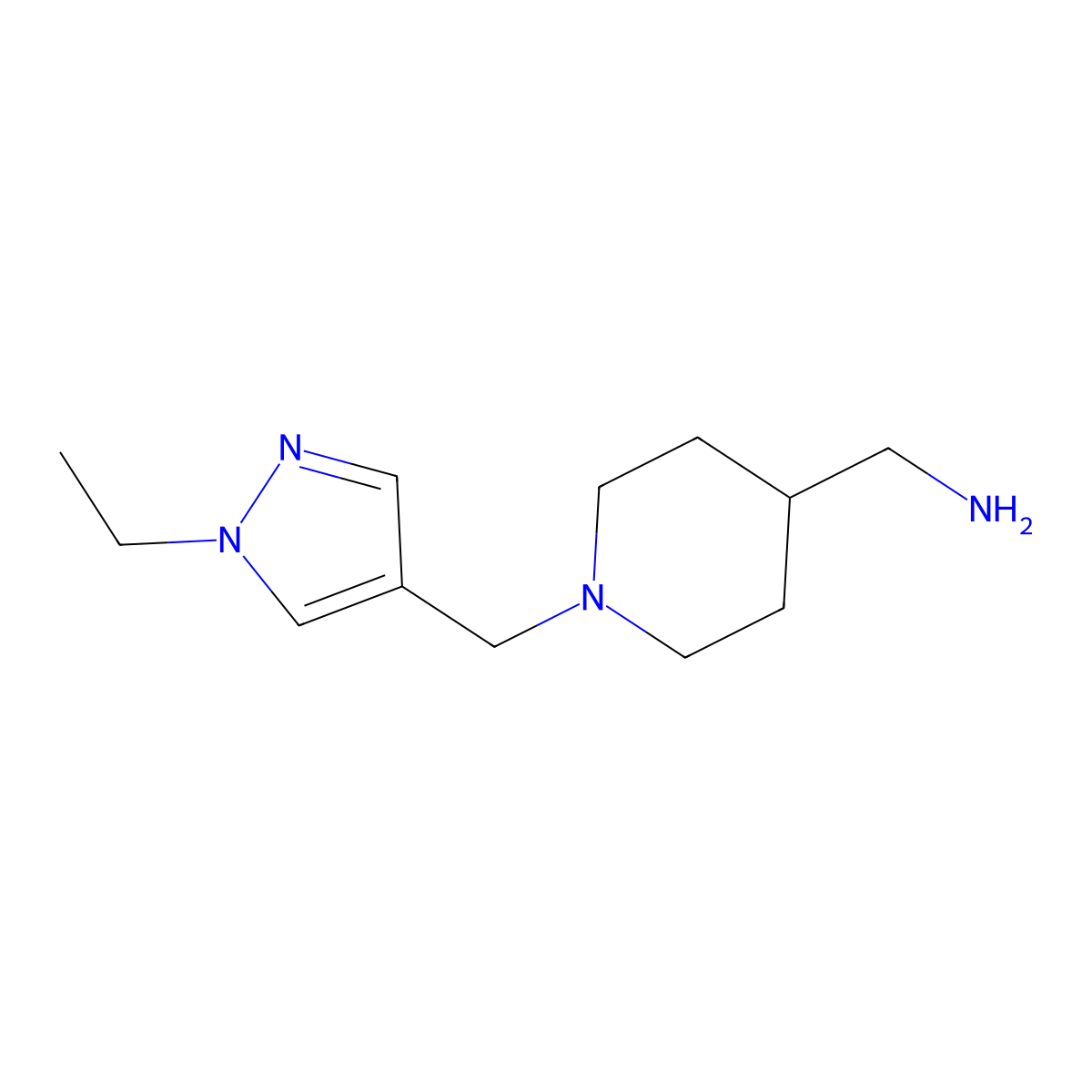 {1-[(1-Ethyl-1H-pyrazol-4-YL)methyl]piperidin-4-YL}methylamine molecular structure, CAS 1006483-91-5