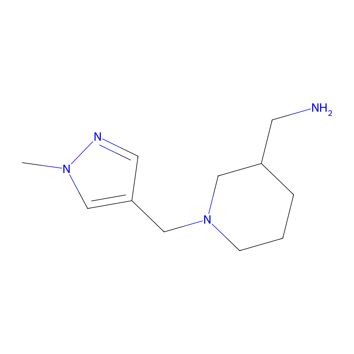{1-[(1-Methyl-1H-pyrazol-4-YL)methyl]piperidin-3-YL}methylamine molecular structure, CAS 1006483-95-9