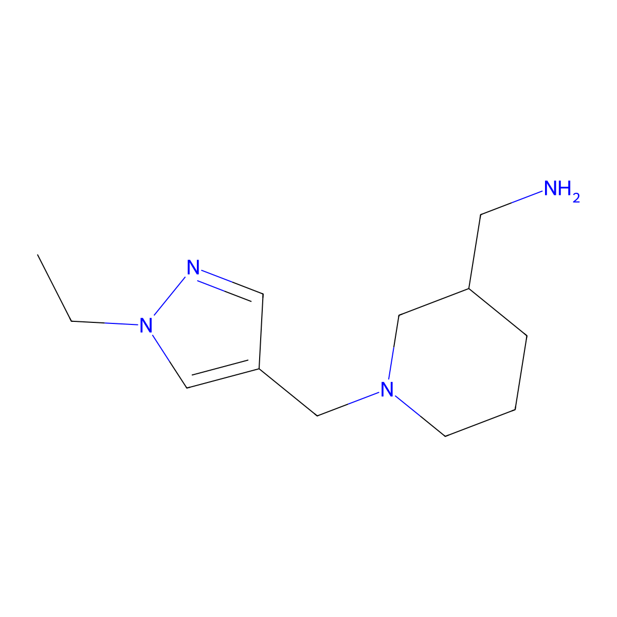{1-[(1-Ethyl-1H-pyrazol-4-YL)methyl]piperidin-3-YL}methylamine molecular structure, CAS 1006484-01-0