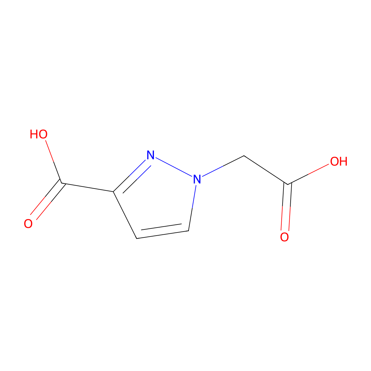 1-(carboxymethyl)-1H-pyrazole-3-carboxylic acid molecular structure, CAS 1006484-21-4