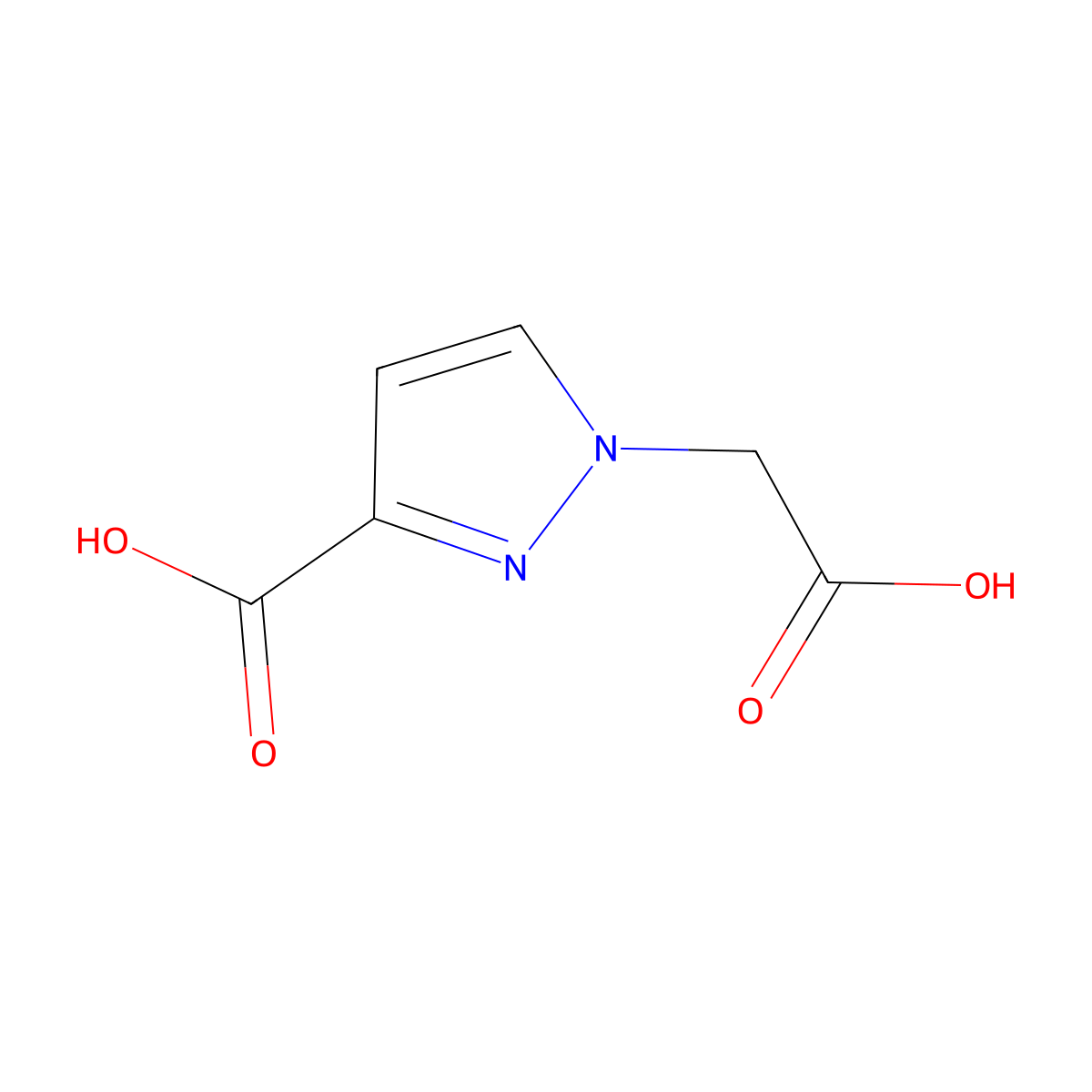1-(carboxymethyl)-1H-pyrazole-3-carboxylic acid molecular structure, CAS 1006484-21-4