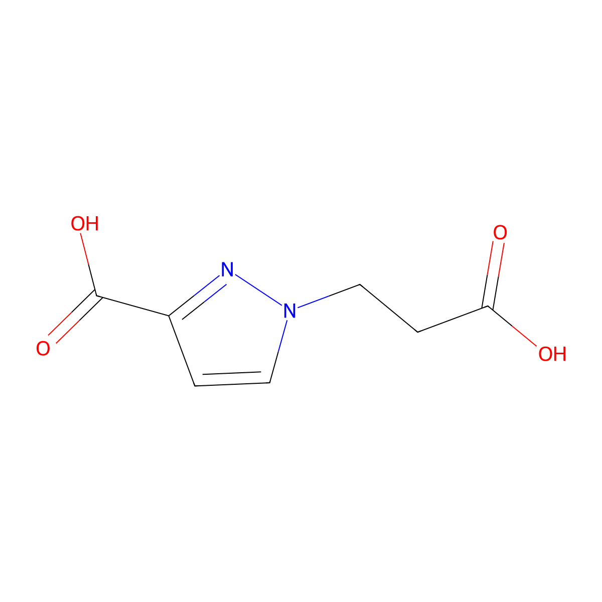 1-(2-carboxyethyl)-1H-pyrazole-3-carboxylic acid molecular structure, CAS 1006484-24-7