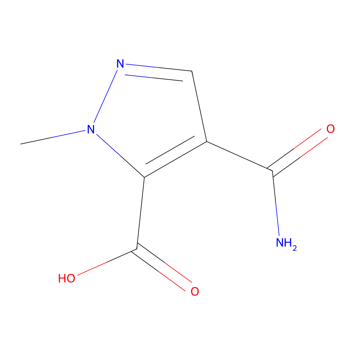4-carbamoyl-1-methyl-1H-pyrazole-5-carboxylic acid molecular structure, CAS 1006484-27-0