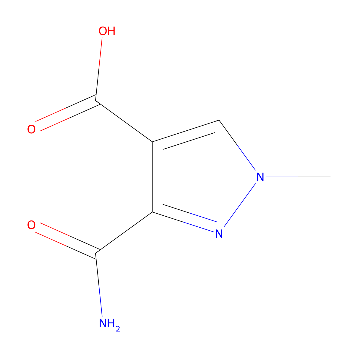 3-carbamoyl-1-methyl-1H-pyrazole-4-carboxylic acid molecular structure, CAS 1006484-30-5