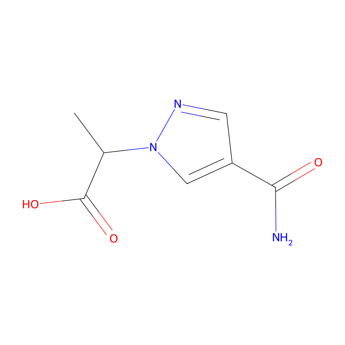 2-(4-carbamoyl-1H-pyrazol-1-yl)propanoic acid molecular structure, CAS 1006484-32-7