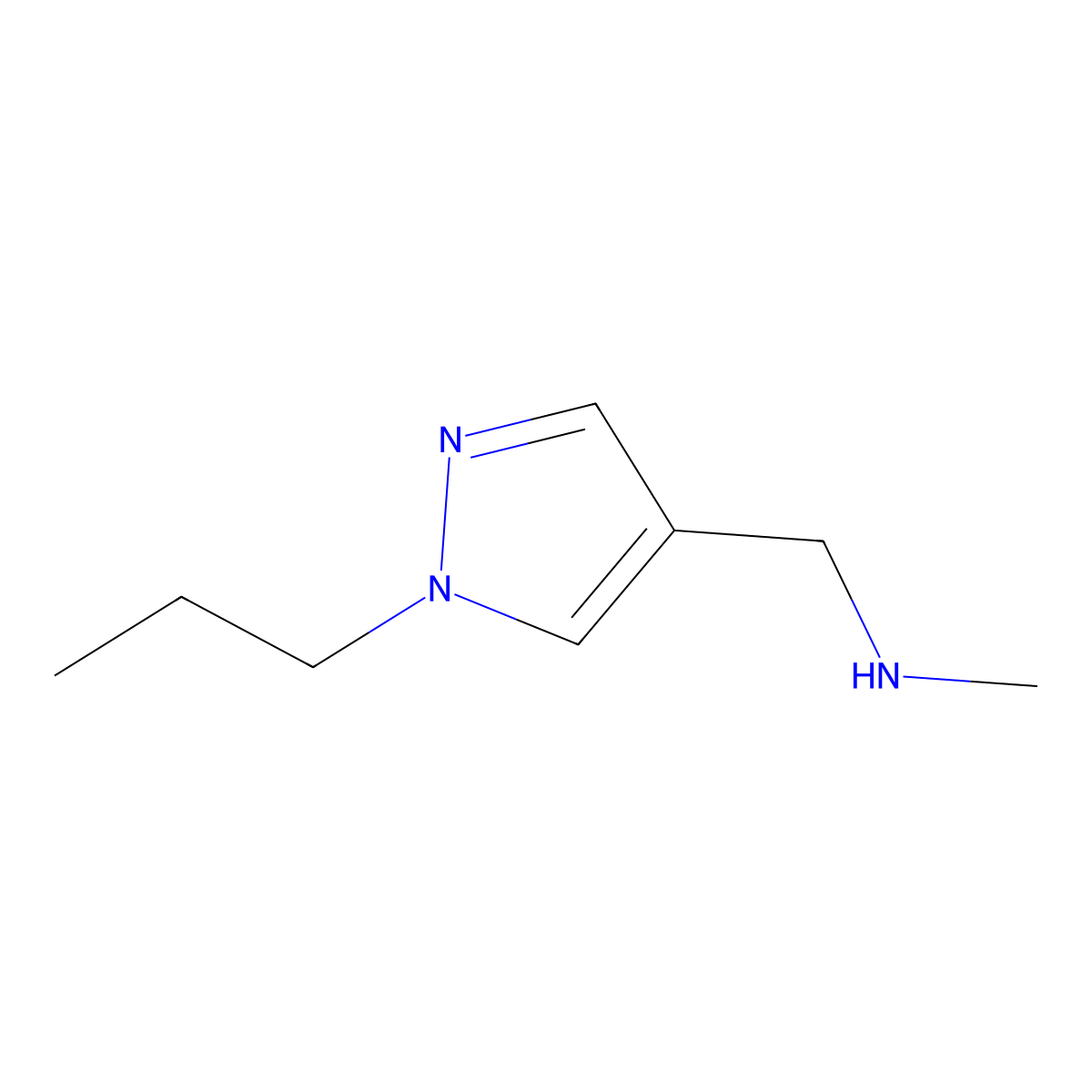 N-methyl-1-(1-propyl-1H-pyrazol-4-yl)methanamine molecular structure, CAS 1006484-35-0