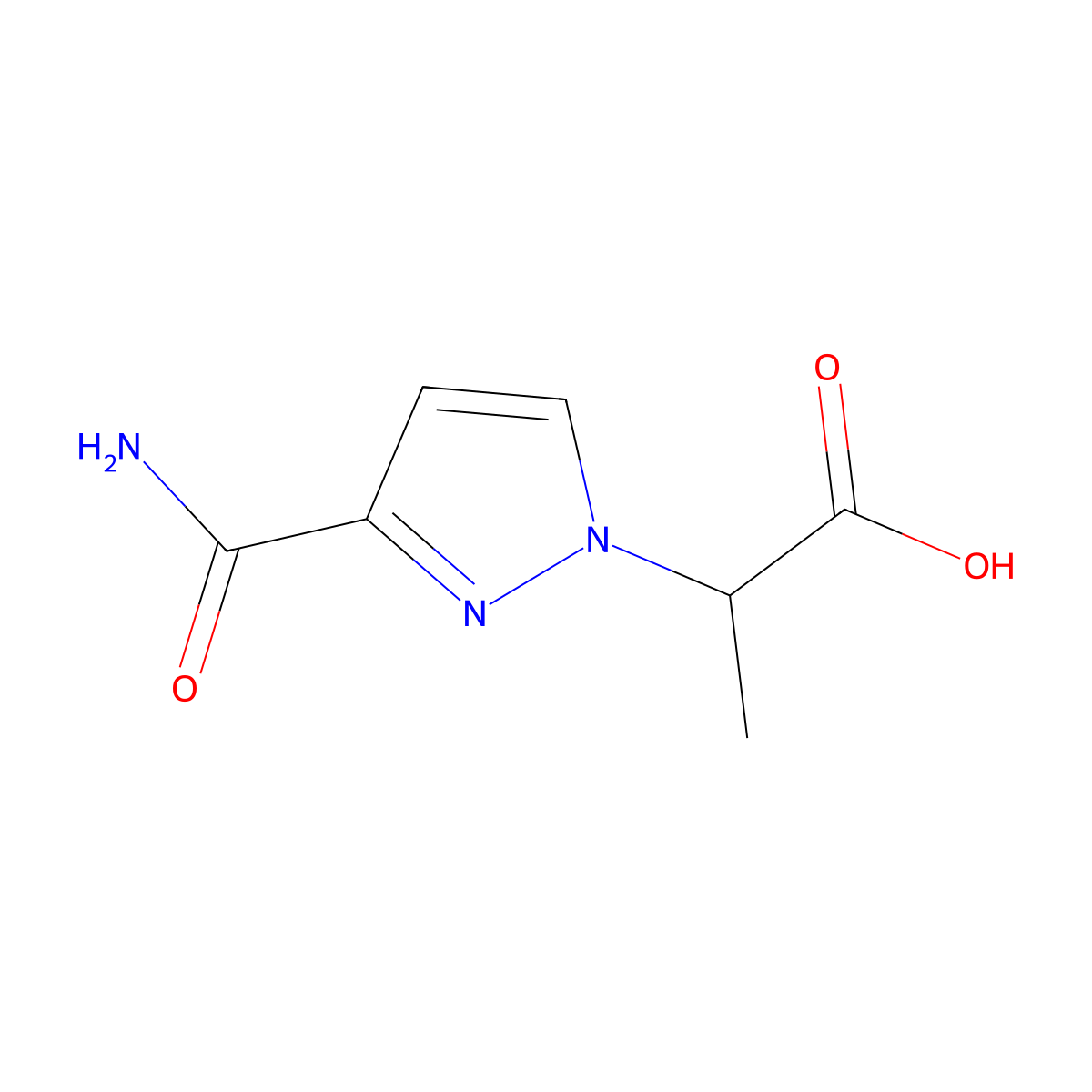 2-(3-carbamoyl-1H-pyrazol-1-yl)propanoic acid molecular structure, CAS 1006484-42-9