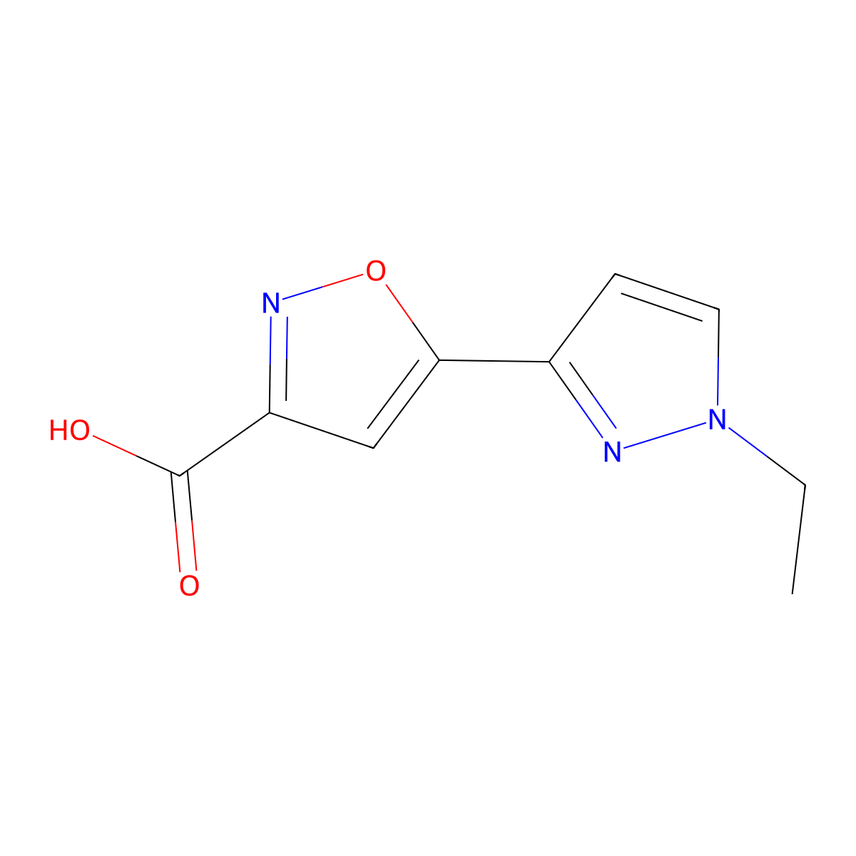 5-(1-Ethyl-1H-pyrazol-3-YL)isoxazole-3-carboxylic acid molecular structure, CAS 1006484-70-3