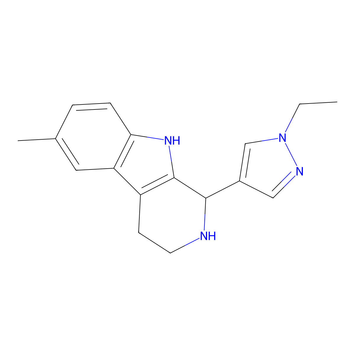 1-(1-ethyl-1H-pyrazol-4-yl)-6-methyl-2,3,4,9-tetrahydro-1H-beta-carboline molecular structure, CAS 1006485-25-1