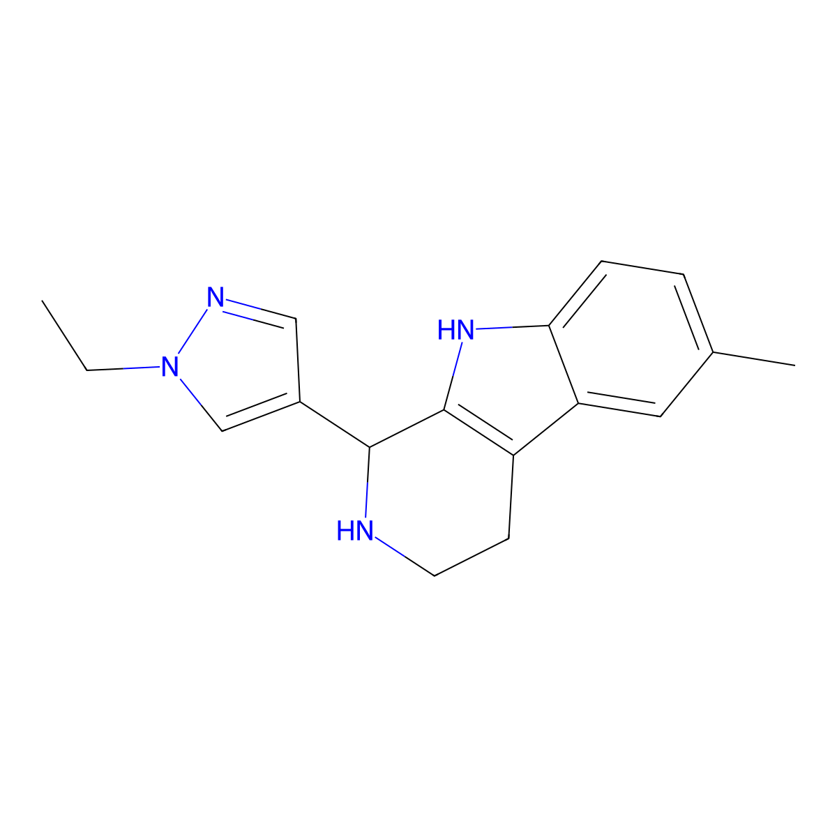 1-(1-ethyl-1H-pyrazol-4-yl)-6-methyl-2,3,4,9-tetrahydro-1H-beta-carboline molecular structure, CAS 1006485-25-1
