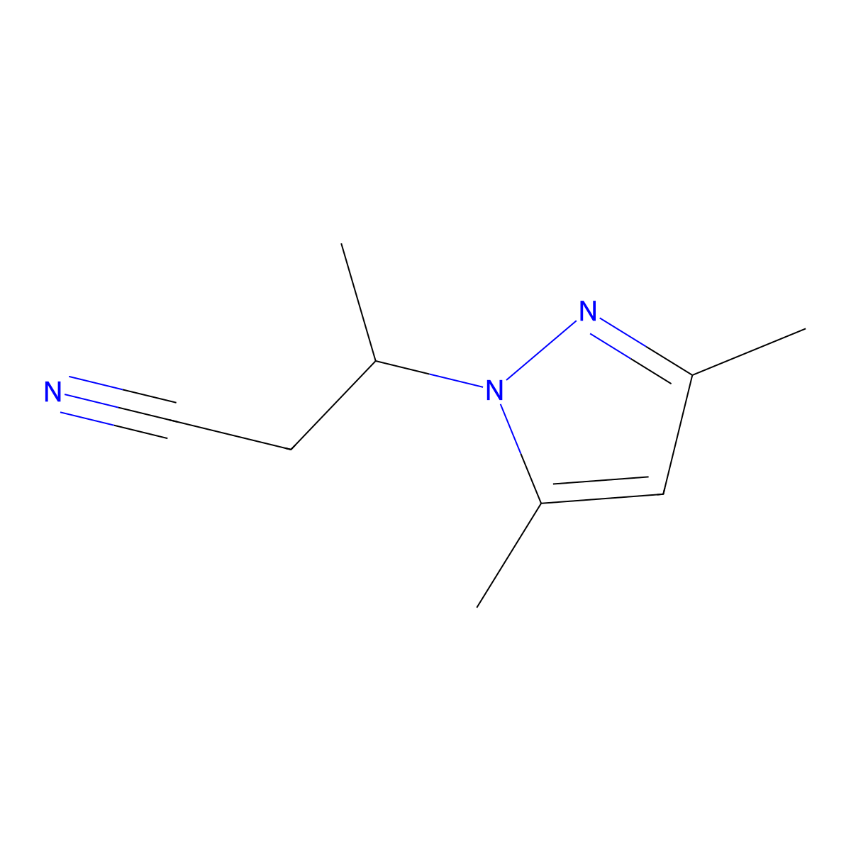 3-(3,5-dimethyl-1H-pyrazol-1-yl)butanenitrile molecular structure, CAS 1006485-71-7