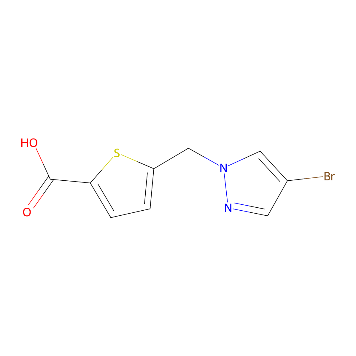 5-[(4-bromo-1H-pyrazol-1-yl)methyl]thiophene-2-carboxylic acid molecular structure, CAS 1006485-87-5