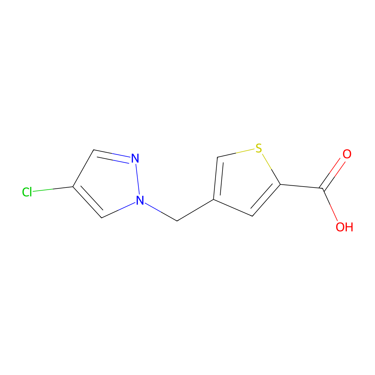 4-[(4-chloro-1H-pyrazol-1-yl)methyl]thiophene-2-carboxylic acid molecular structure, CAS 1006485-93-3