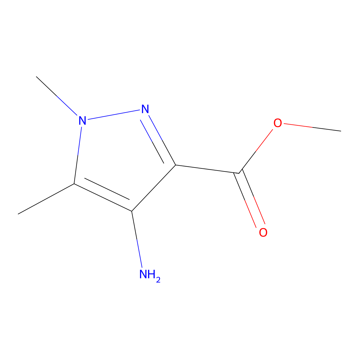 methyl 4-amino-1,5-dimethyl-1H-pyrazole-3-carboxylate molecular structure, CAS 1006486-07-2