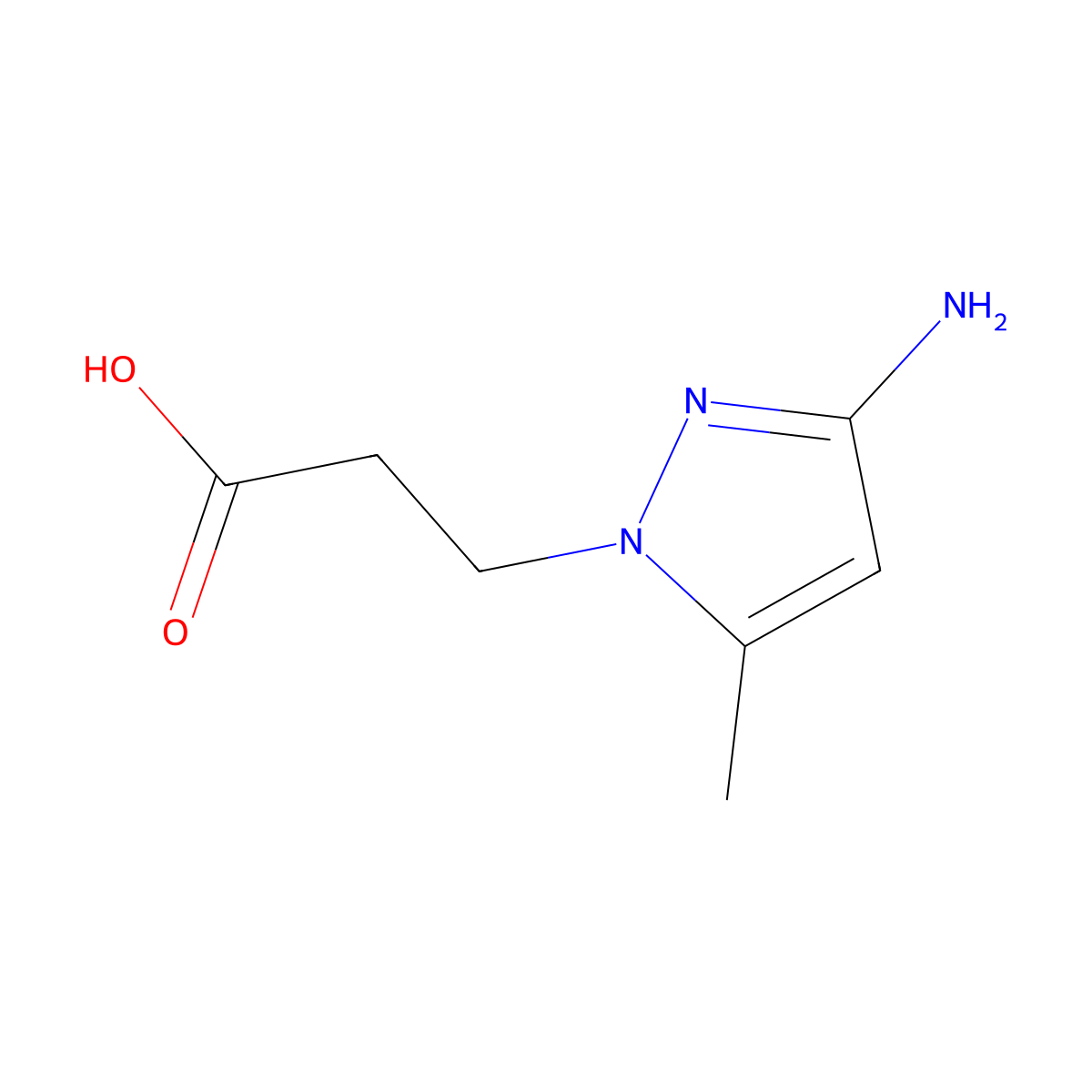 3-(3-amino-5-methyl-1H-pyrazol-1-yl)propanoic acid molecular structure, CAS 1006486-08-3