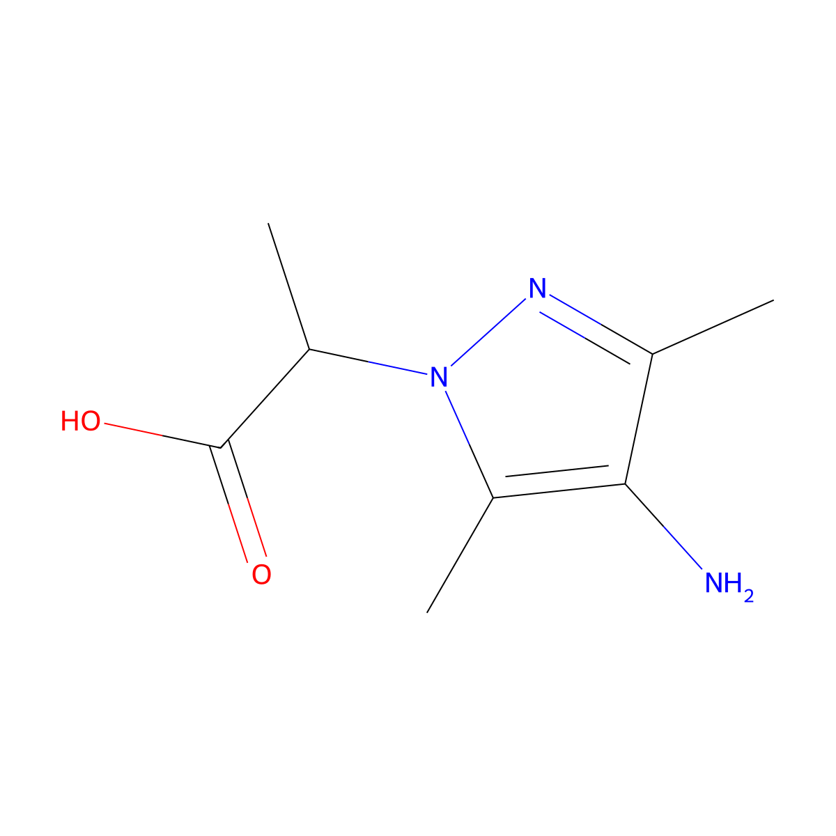 2-(4-Amino-3,5-dimethyl-1H-pyrazol-1-YL)propanoic acid molecular structure, CAS 1006486-15-2
