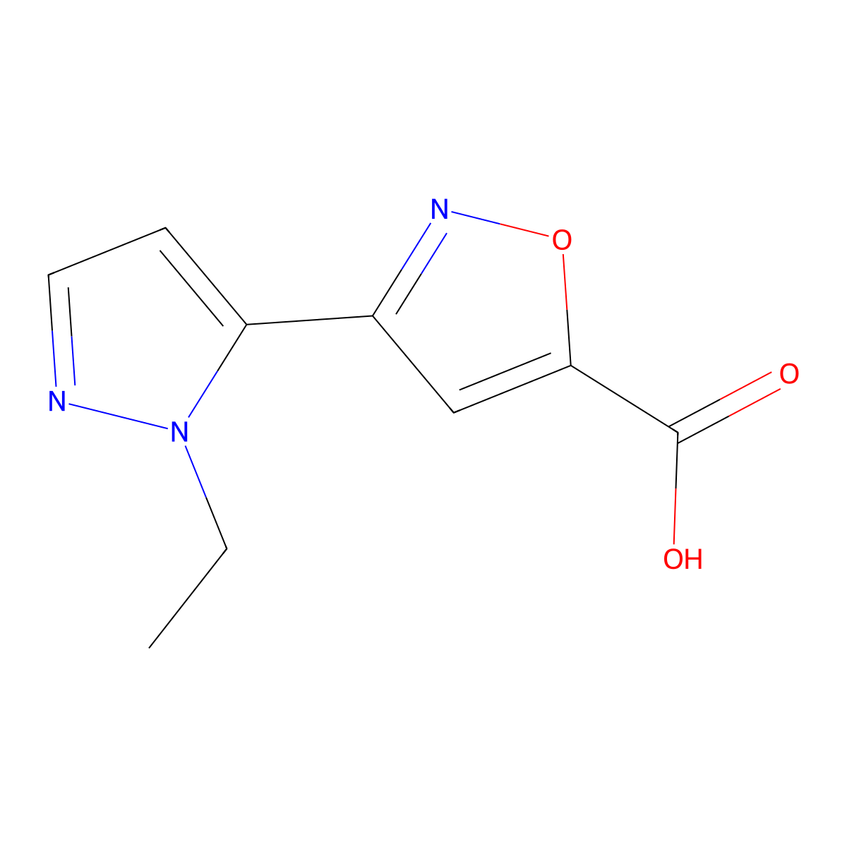 3-(1-Ethyl-1H-pyrazol-5-yl)isoxazole-5-carboxylic acid molecular structure, CAS 1006486-16-3