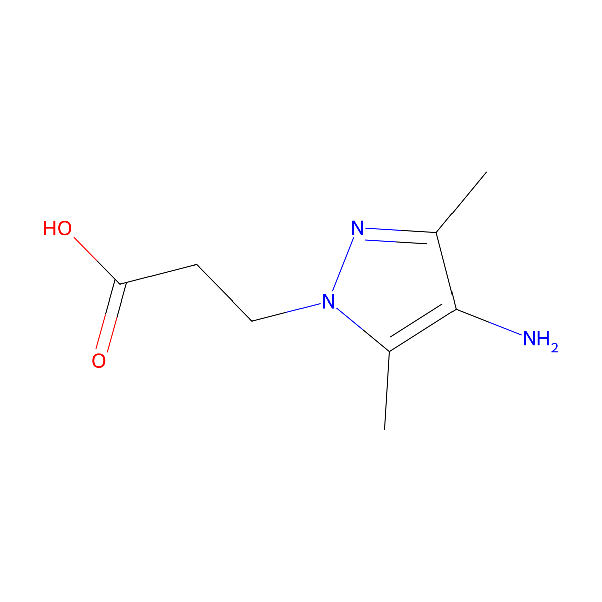 3-(4-Amino-3,5-dimethyl-1H-pyrazol-1-YL)propanoic acid molecular structure, CAS 1006486-18-5