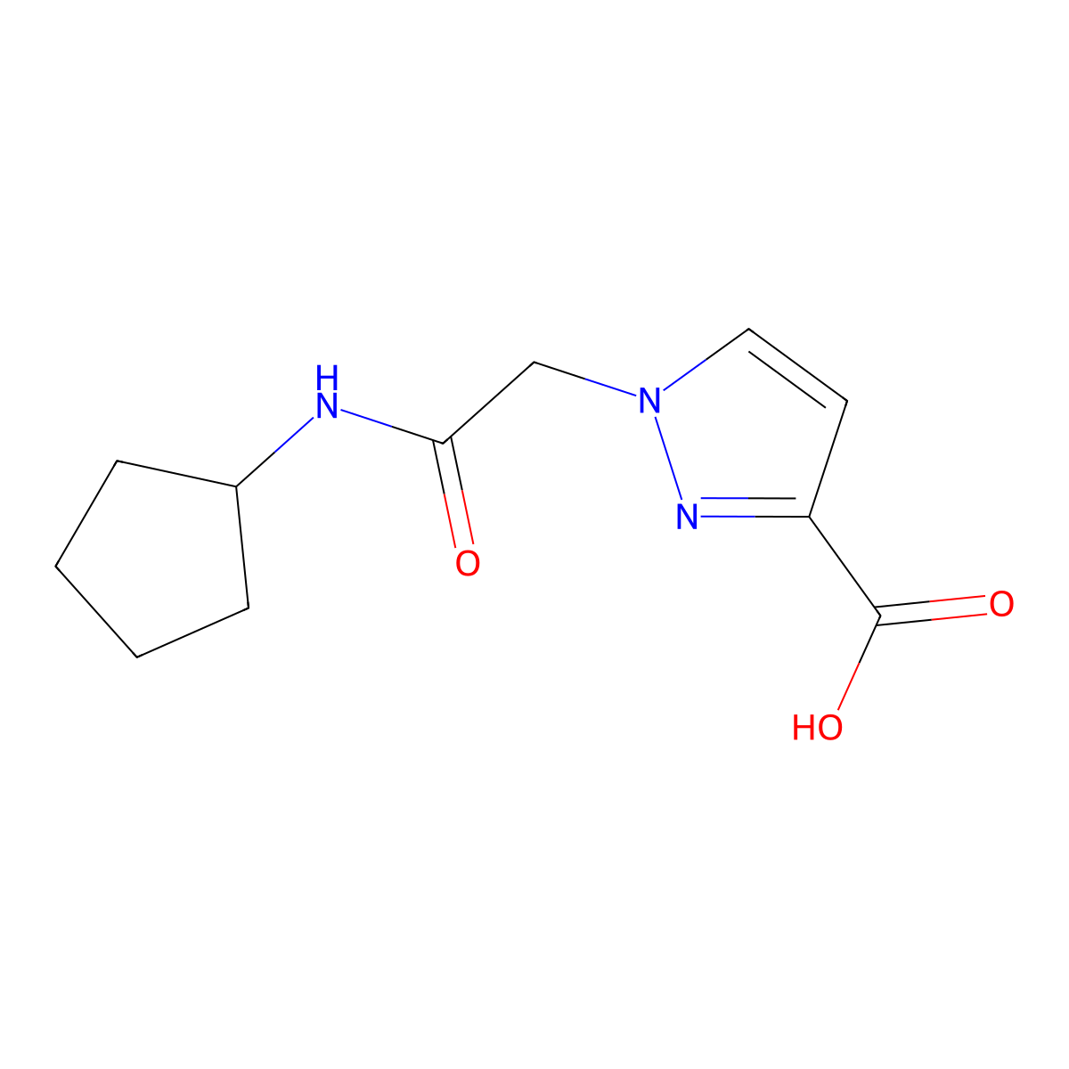 1-(2-(Cyclopentylamino)-2-oxoethyl)-1H-pyrazole-3-carboxylic acid molecular structure, CAS 1006486-24-3