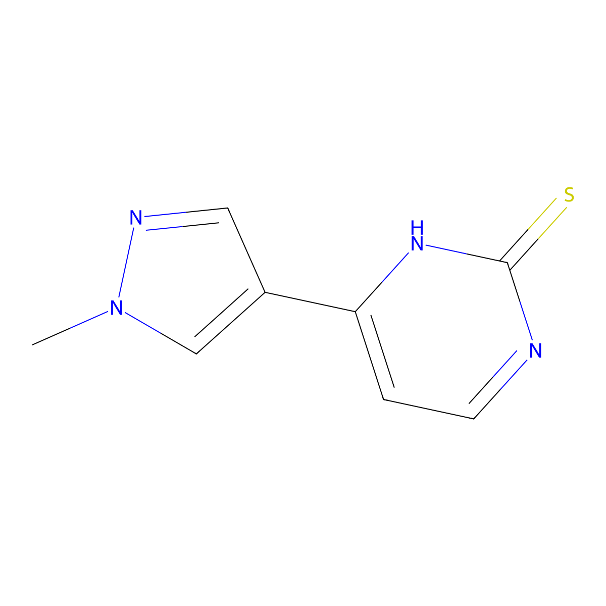 4-(1-methyl-1H-pyrazol-4-yl)pyrimidine-2-thiol molecular structure, CAS 1006486-25-4