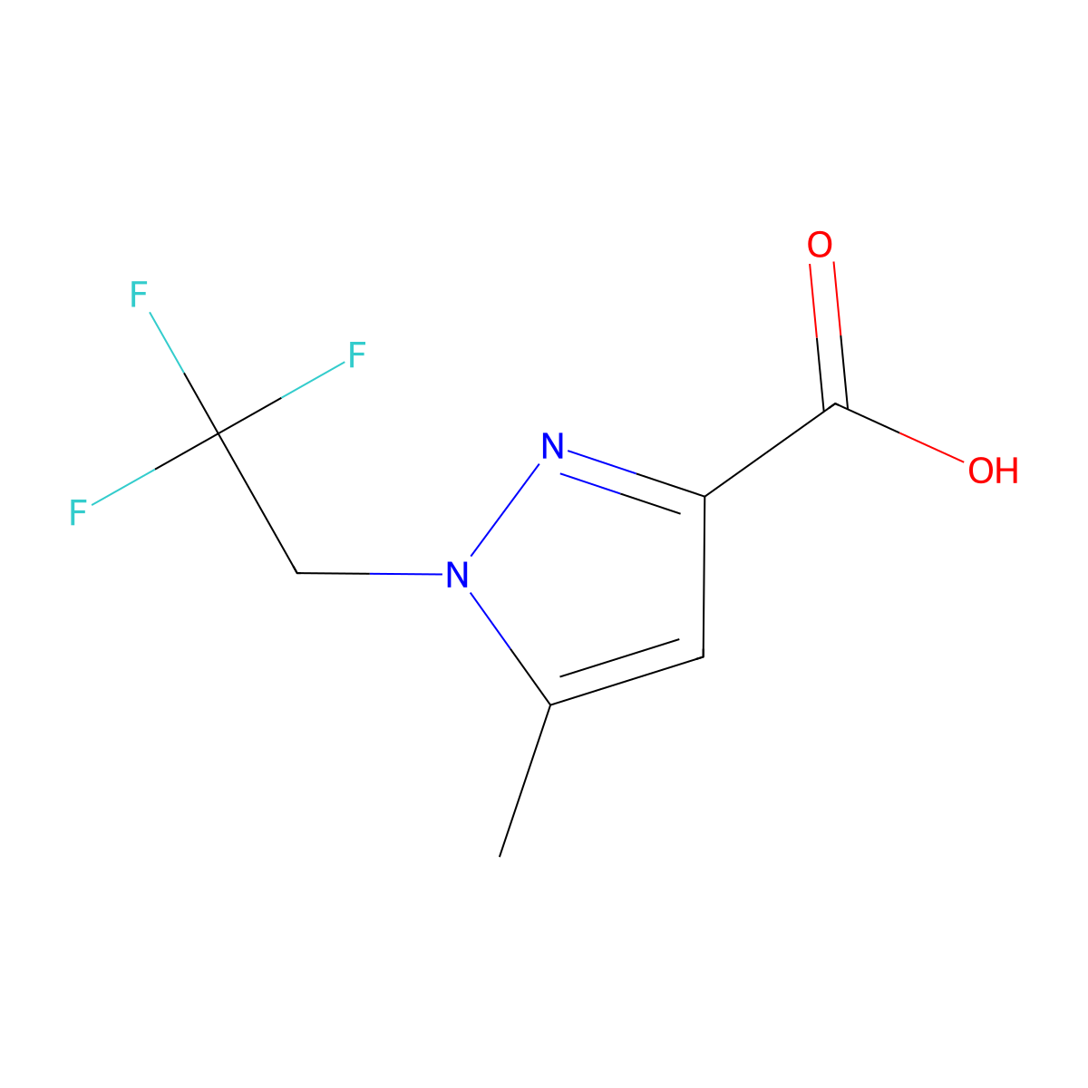 5-methyl-1-(2,2,2-trifluoroethyl)-1H-pyrazole-3-carboxylic acid molecular structure, CAS 1006486-45-8