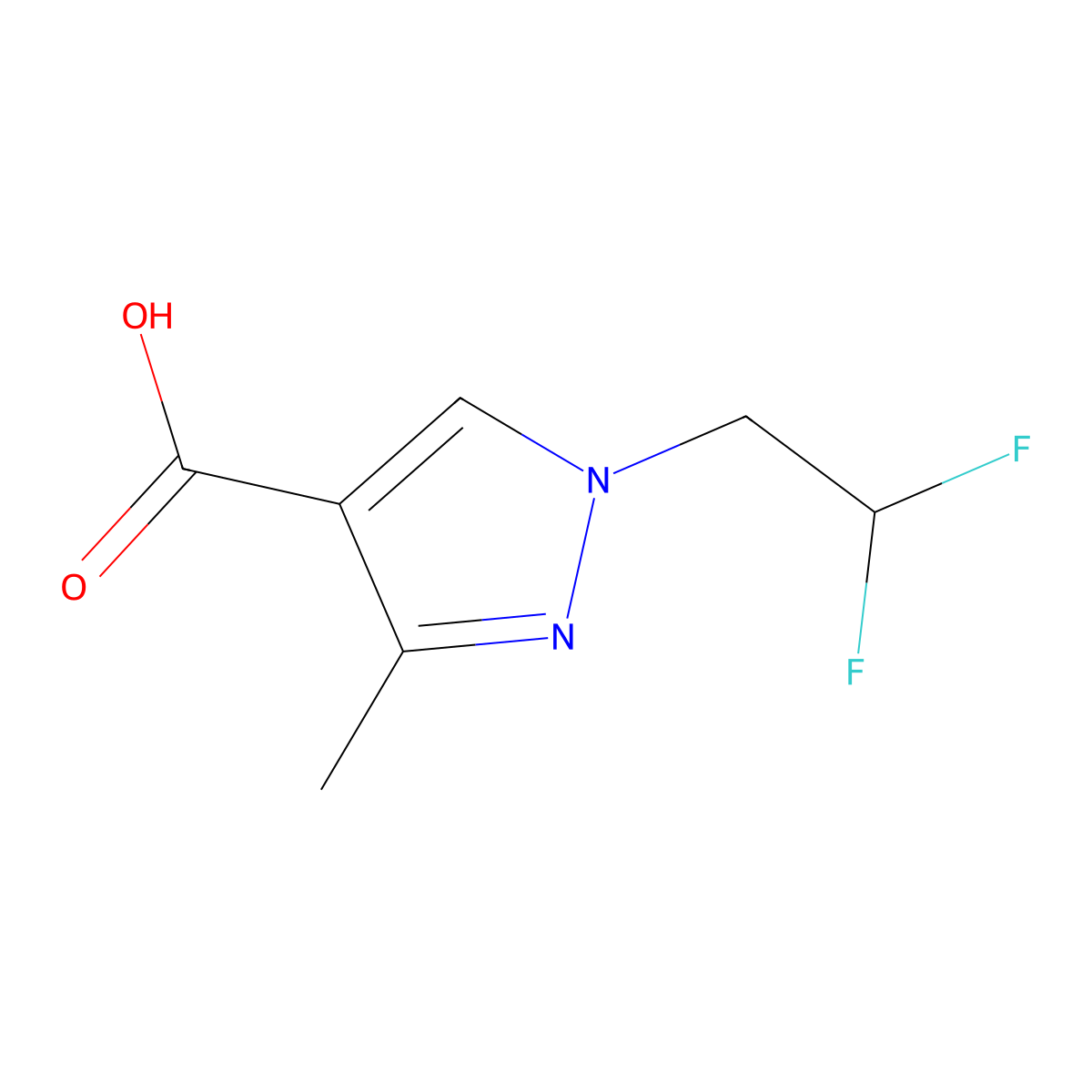 1-(2,2-difluoroethyl)-3-methyl-1H-pyrazole-4-carboxylic acid molecular structure, CAS 1006486-66-3