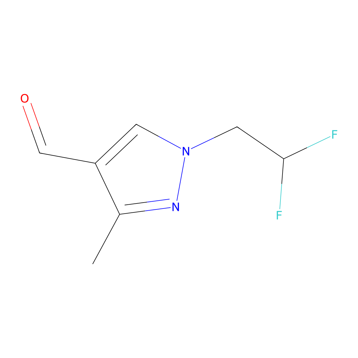 1-(2,2-difluoroethyl)-3-methyl-1H-pyrazole-4-carbaldehyde molecular structure, CAS 1006487-14-4
