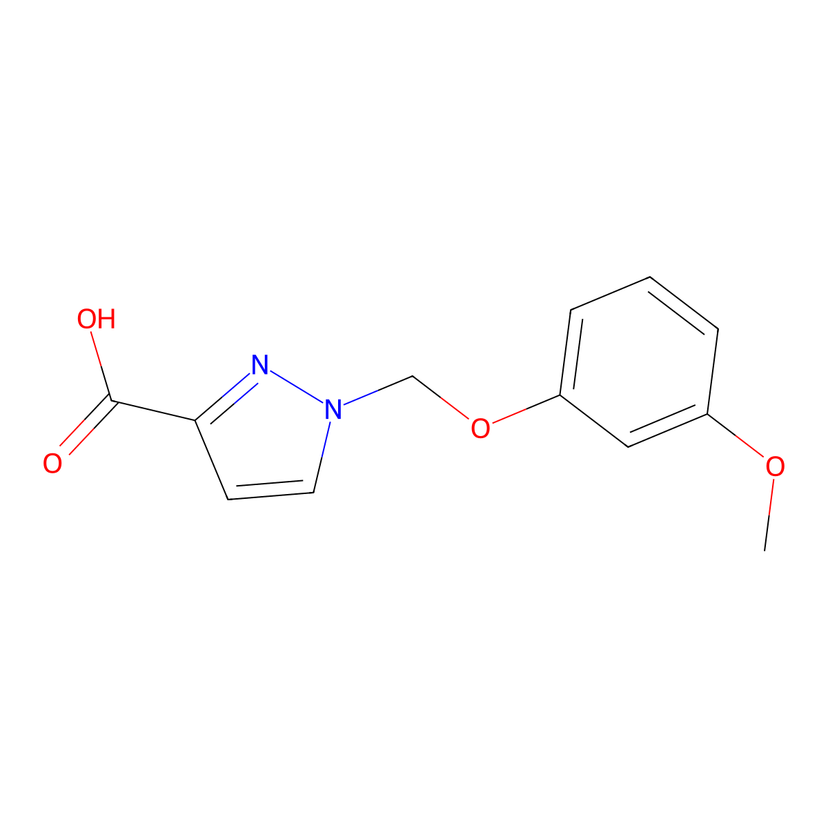 1-[(3-Methoxyphenoxy)methyl]-1H-pyrazole-3-carboxylic acid molecular structure, CAS 1006487-17-7