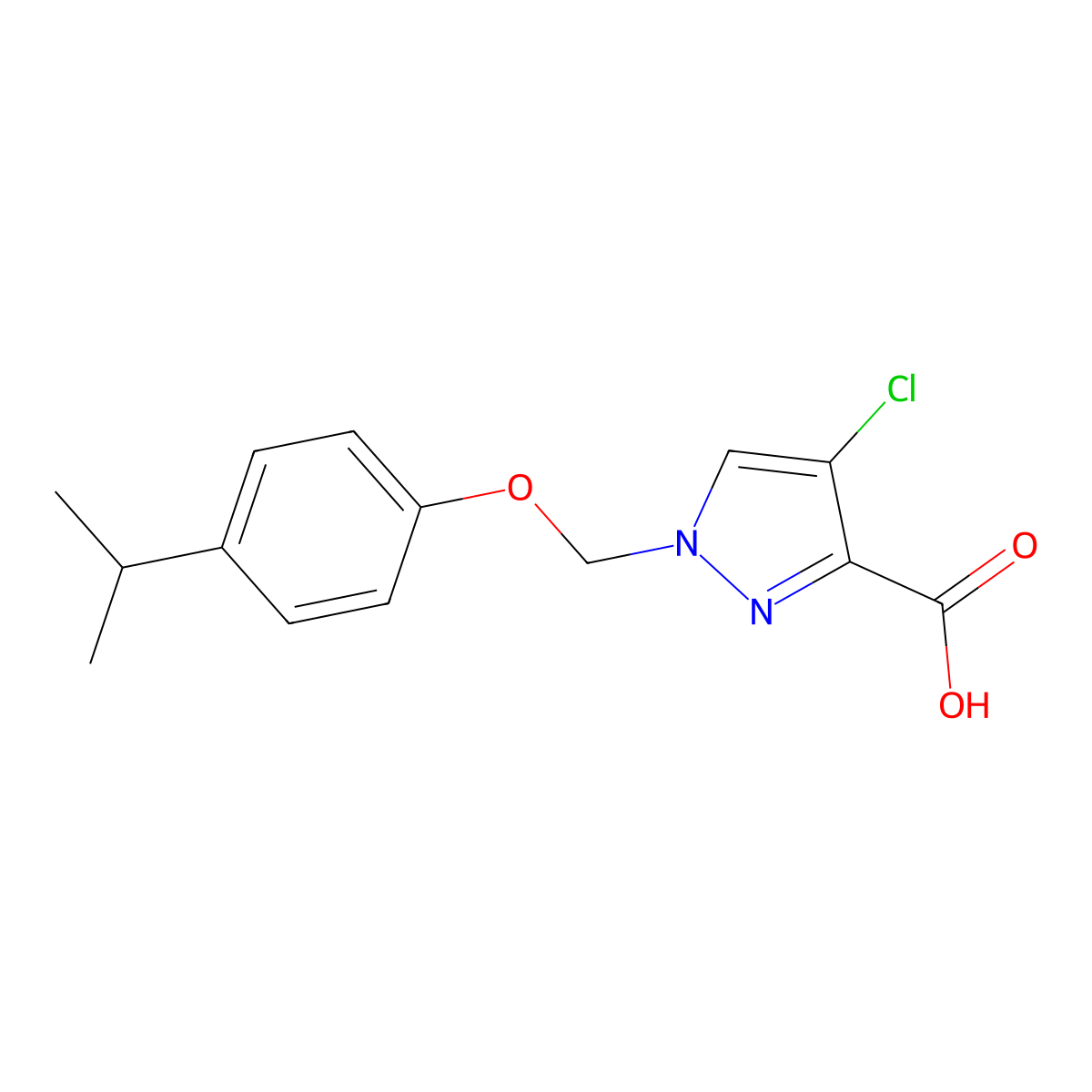 4-Chloro-1-[(4-isopropylphenoxy)methyl]-1H-pyrazole-3-carboxylic acid molecular structure, CAS 1006488-79-4