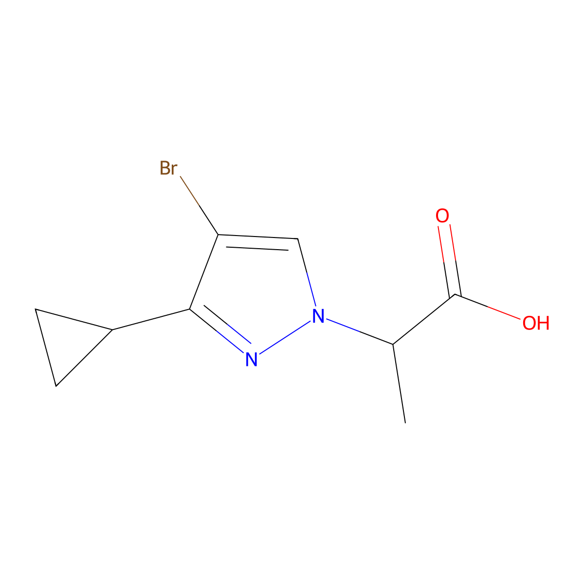 2-(4-Bromo-3-cyclopropyl-1H-pyrazol-1-YL)propanoic acid molecular structure, CAS 1006490-27-2