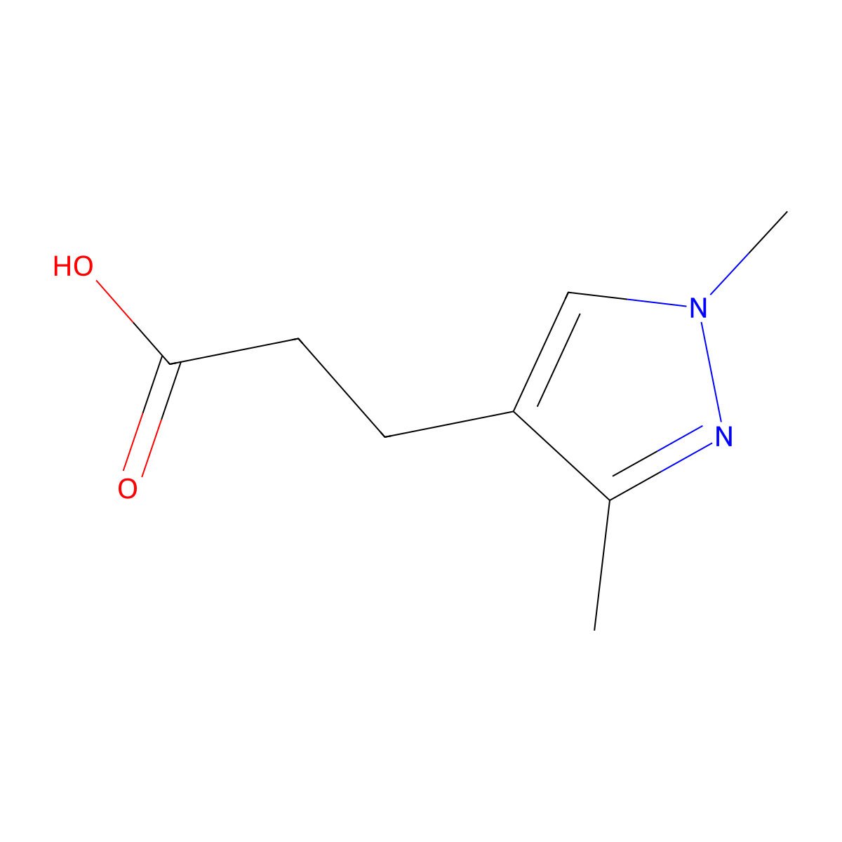 3-(1,3-dimethyl-1H-pyrazol-4-yl)propanoic acid molecular structure, CAS 1006490-35-2