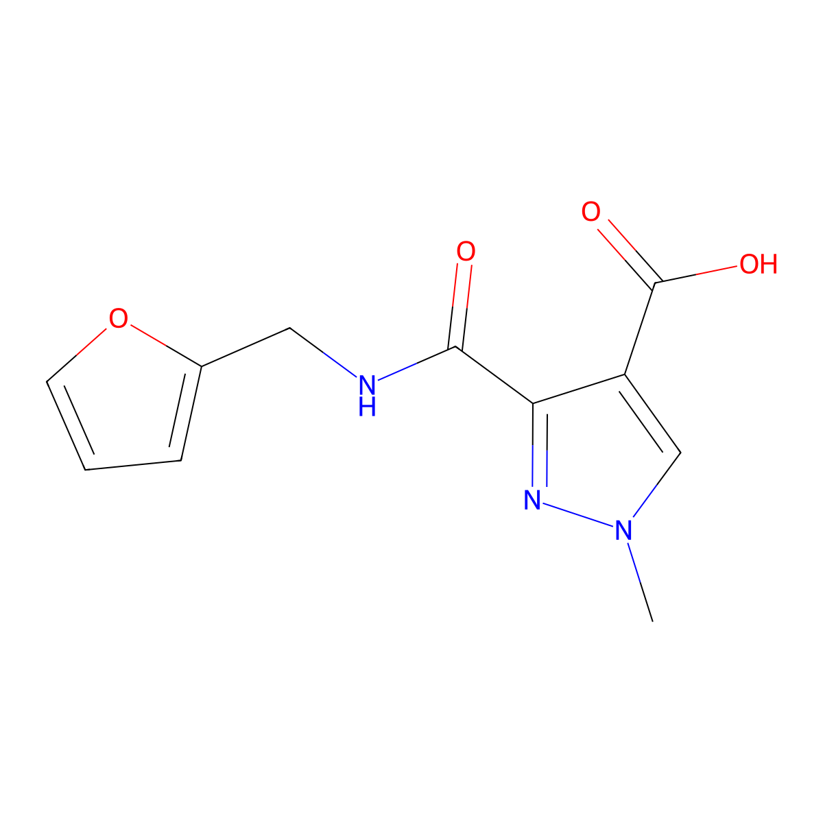 3-((Furan-2-ylmethyl)carbamoyl)-1-methyl-1H-pyrazole-4-carboxylic acid molecular structure, CAS 1006491-21-9
