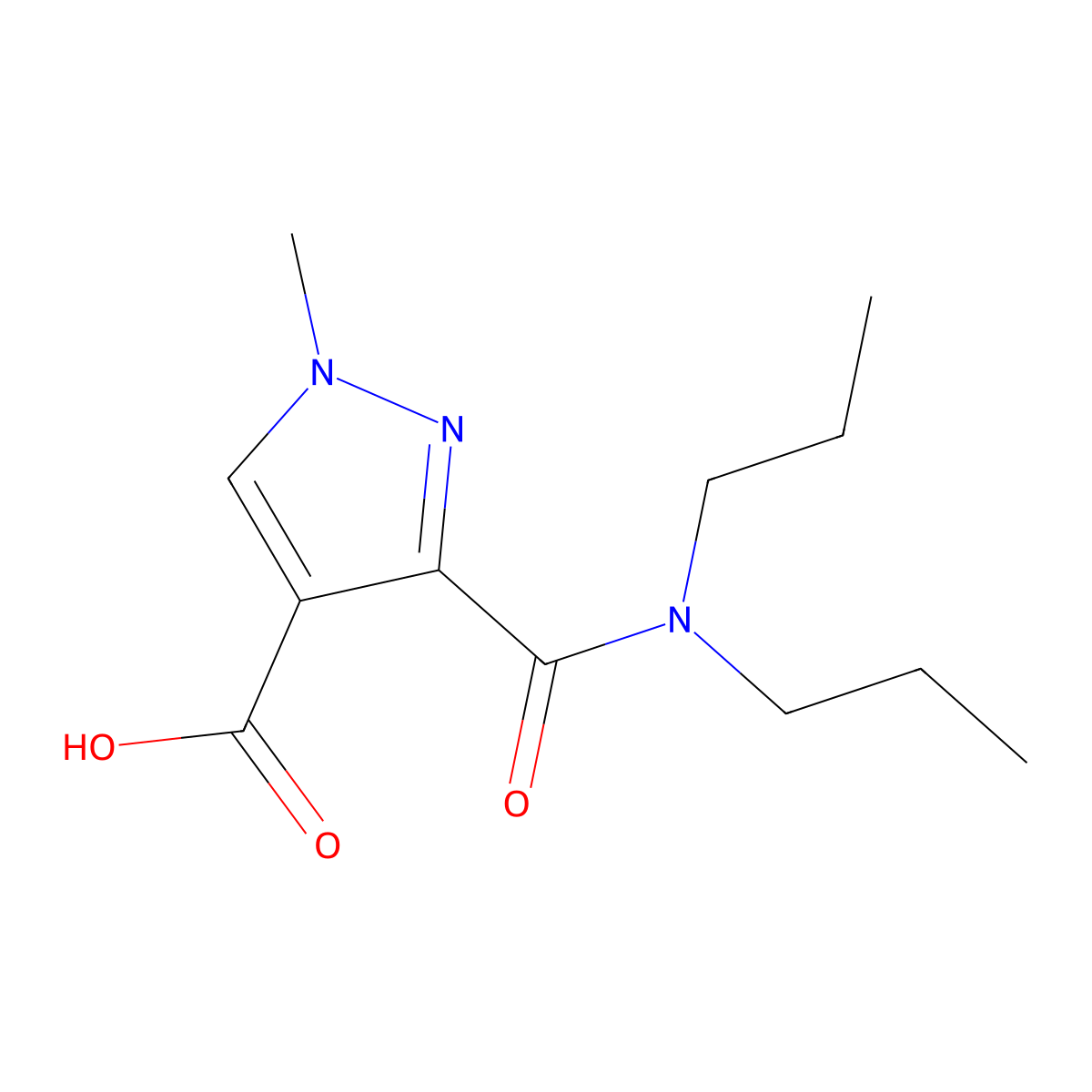 3-(dipropylcarbamoyl)-1-methyl-1H-pyrazole-4-carboxylic acid molecular structure, CAS 1006491-36-6