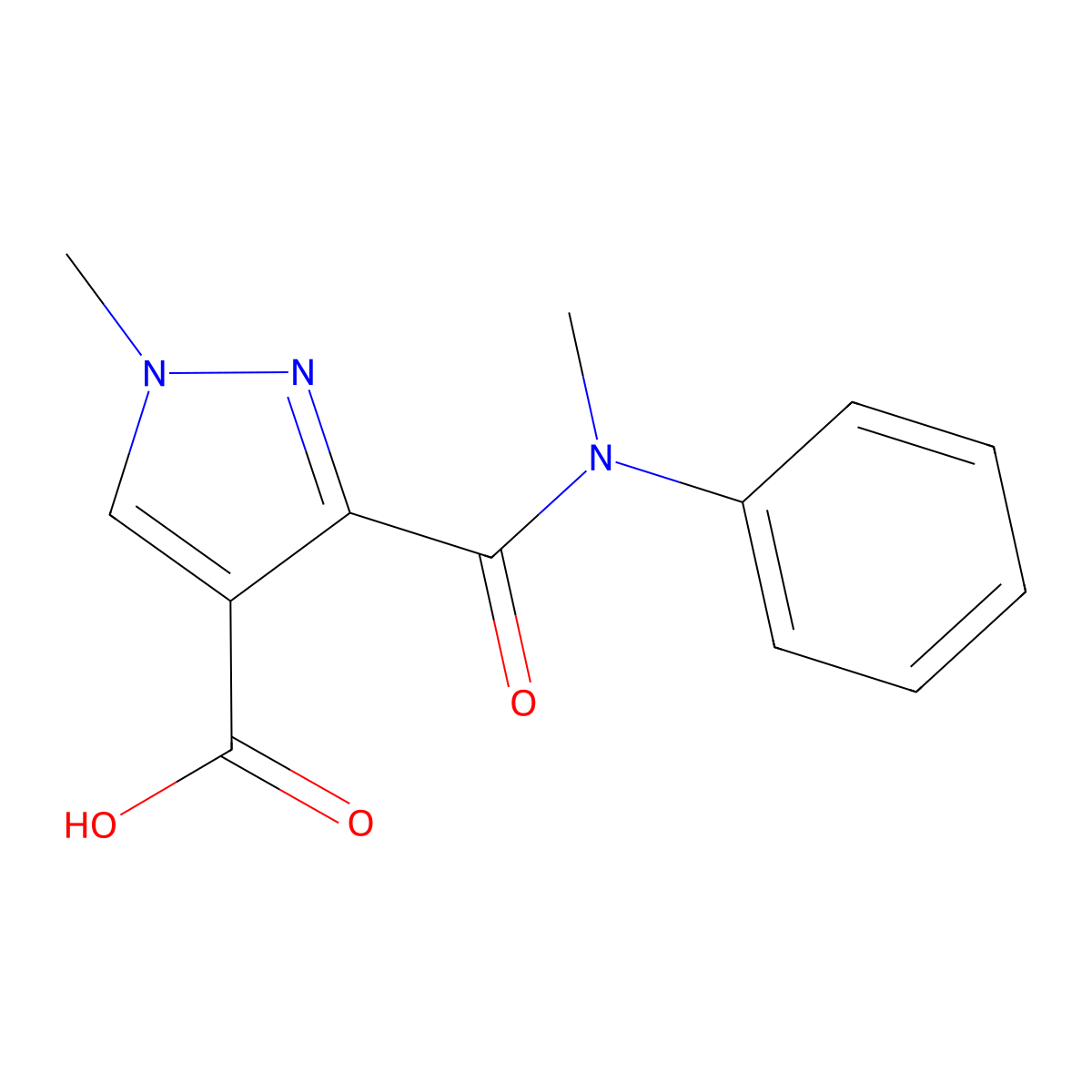 1-Methyl-3-([methyl(phenyl)amino]carbonyl)-1H-pyrazole-4-carboxylic acid molecular structure, CAS 1006491-39-9