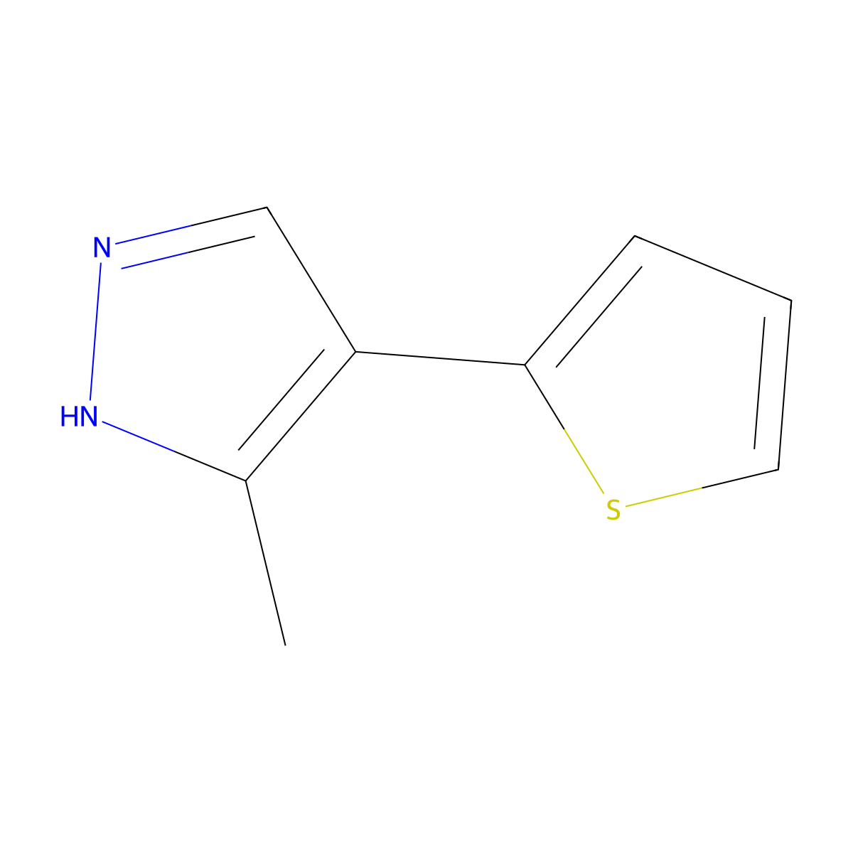 3-Methyl-4-(2-thienyl)-1H-pyrazole molecular structure, CAS 1006491-93-5