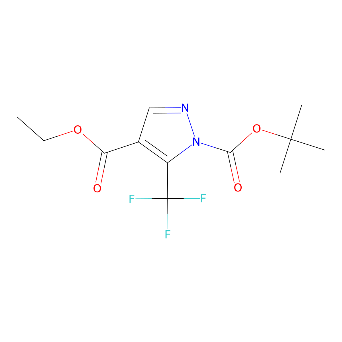 1-(tert-Butyl) 4-ethyl 5-(trifluoromethyl)-1H-pyrazole-1,4-dicarboxylate molecular structure, CAS 1006492-02-9