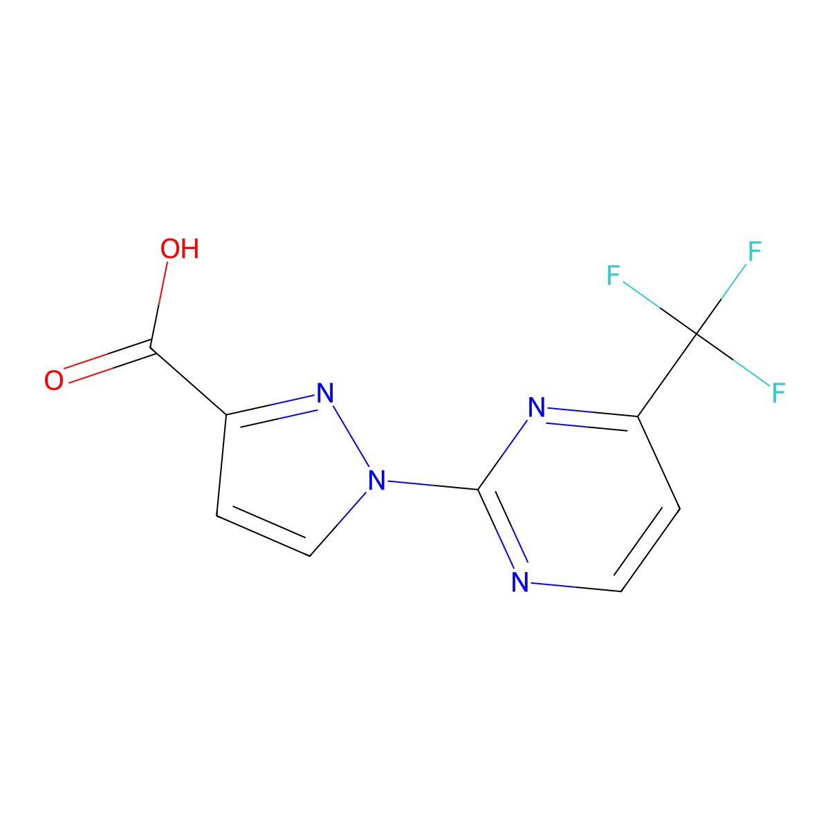 1-[4-(trifluoromethyl)pyrimidin-2-yl]-1H-pyrazole-3-carboxylic acid molecular structure, CAS 1006492-26-7