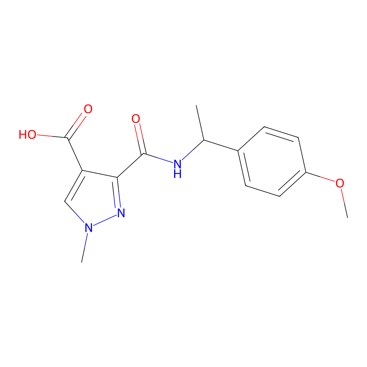 3-({[1-(4-Methoxyphenyl)ethyl]amino}carbonyl)-1-methyl-1H-pyrazole-4-carboxylic acid molecular structure, CAS 1006492-30-3