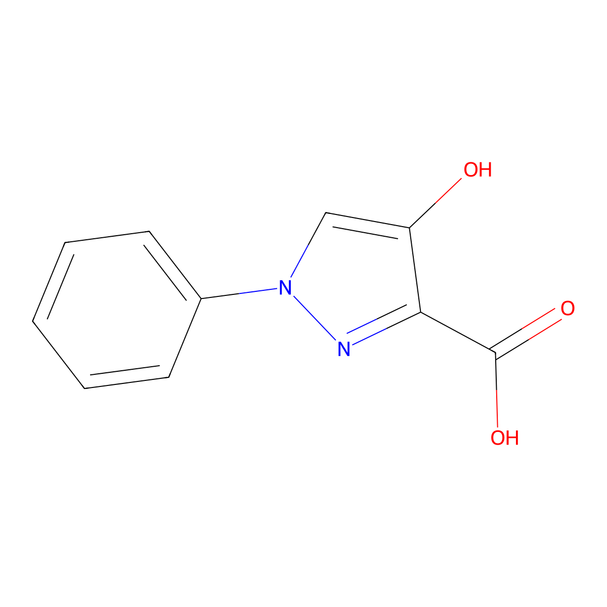 4-hydroxy-1-phenyl-1H-pyrazole-3-carboxylic acid molecular structure, CAS 1006492-88-1